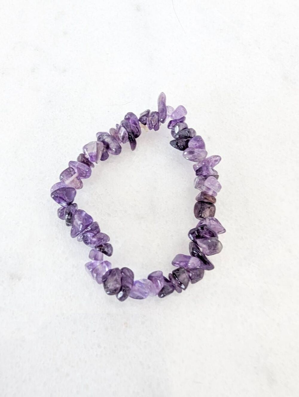 Amethyst Crystal Chip Beaded Stretch Bracelet